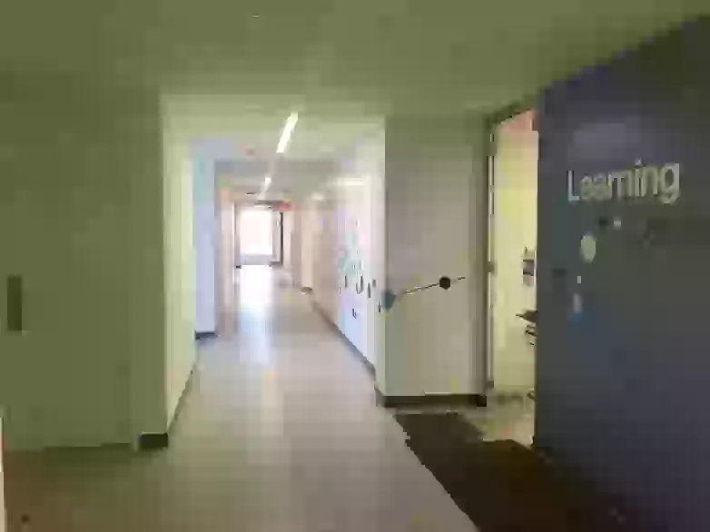 Interior of a building with a learning center room. 