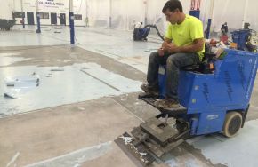 Kaloutas contractor repairing industrial floor Here are the Top 6 Must-Haves to Solve Your Industrial Flooring Problems