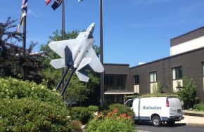 Kaloutas van outside of a building. Commercial Painting and Flooring for Pratt &amp; Whitney - South Berwick, Maine